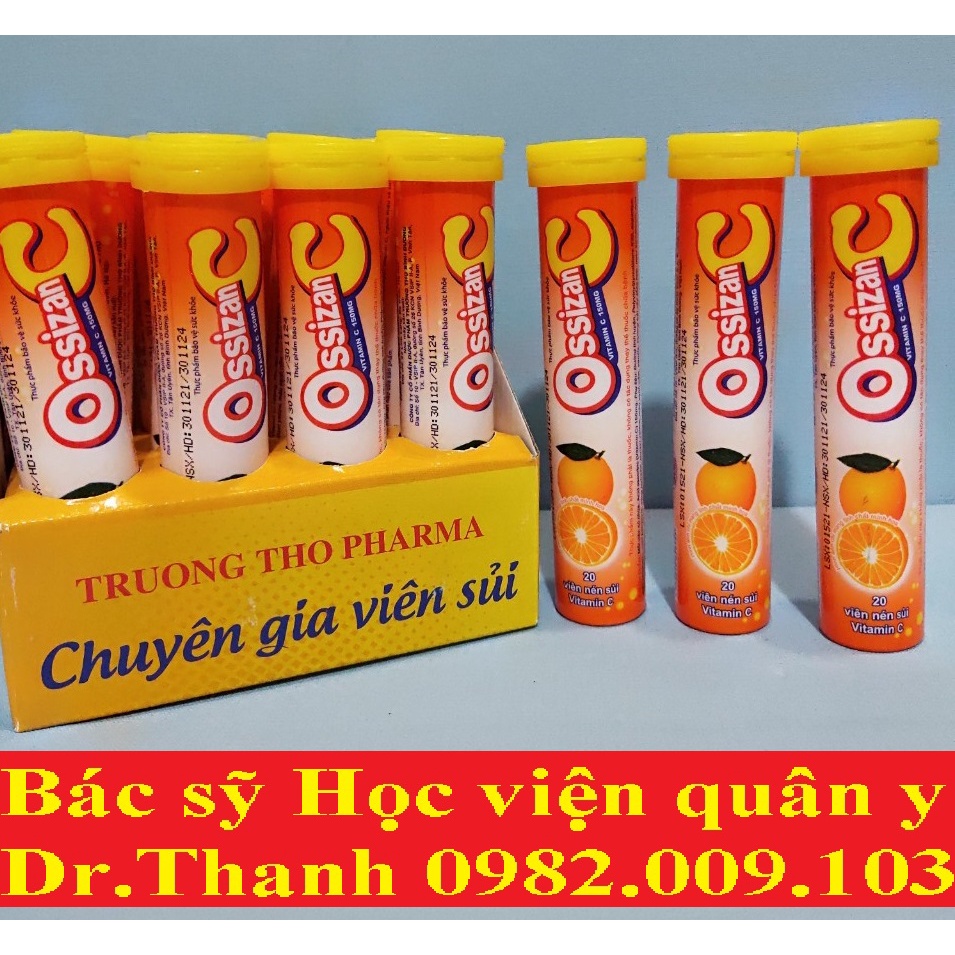 Viên sủi Bổ Sung Vitamin Ossizan C,Tăng Đề Kháng, Phòng Ngừa Virus, Tuýp 20 viên - Sản phẩm chính hãng