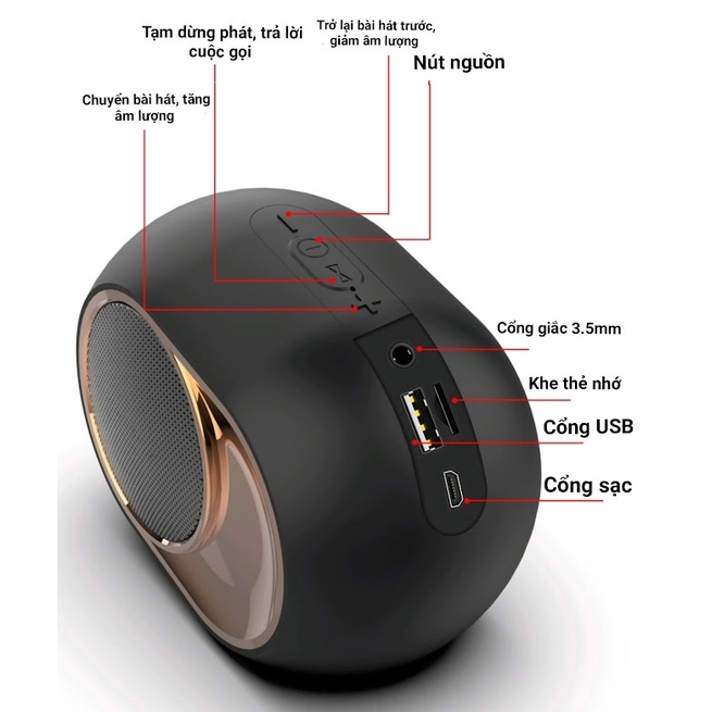 Loa Bluetooth Không Dây X6 Âm Siêu Trầm Bass Mạnh