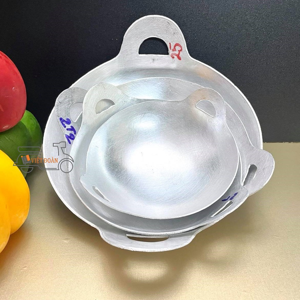 Chảo Nhôm Quai Liền, Chảo Nhôm Máy Bay- Size NHỎ. Dụng cụ làm Bánh Tai Yến, Cơm cháy, Kho quẹt, Chiên Trứng