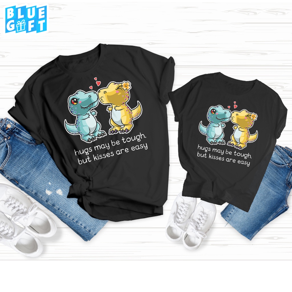 Combo 2 Áo Cặp Đôi In Hình Khủng Long Dinosaur, Chất Thun Cotton Co Giãn 4 Chiều Mềm Mịn Thoáng Mát