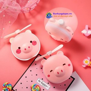 QUẠT MINI CẦM TAY CÓ GƯƠNG SOI VÀ ĐÈN LED TRANG ĐIỂM HÌNH CON HEO SIÊU DỄ THƯƠNG 