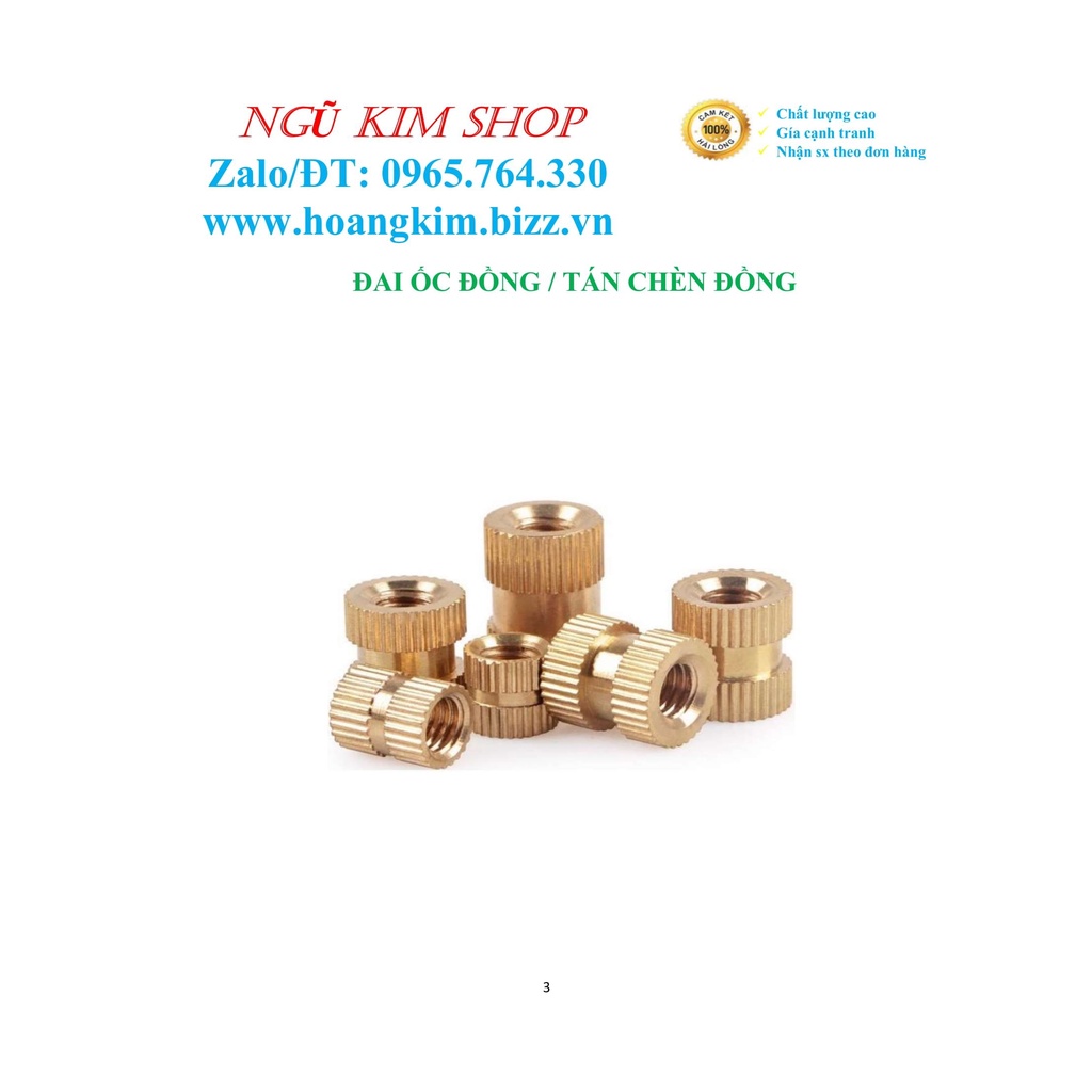 ĐAI ỐC ĐỒNG _ TÁN CHÈN ĐỒNG M3, M4, M5, M6, M8