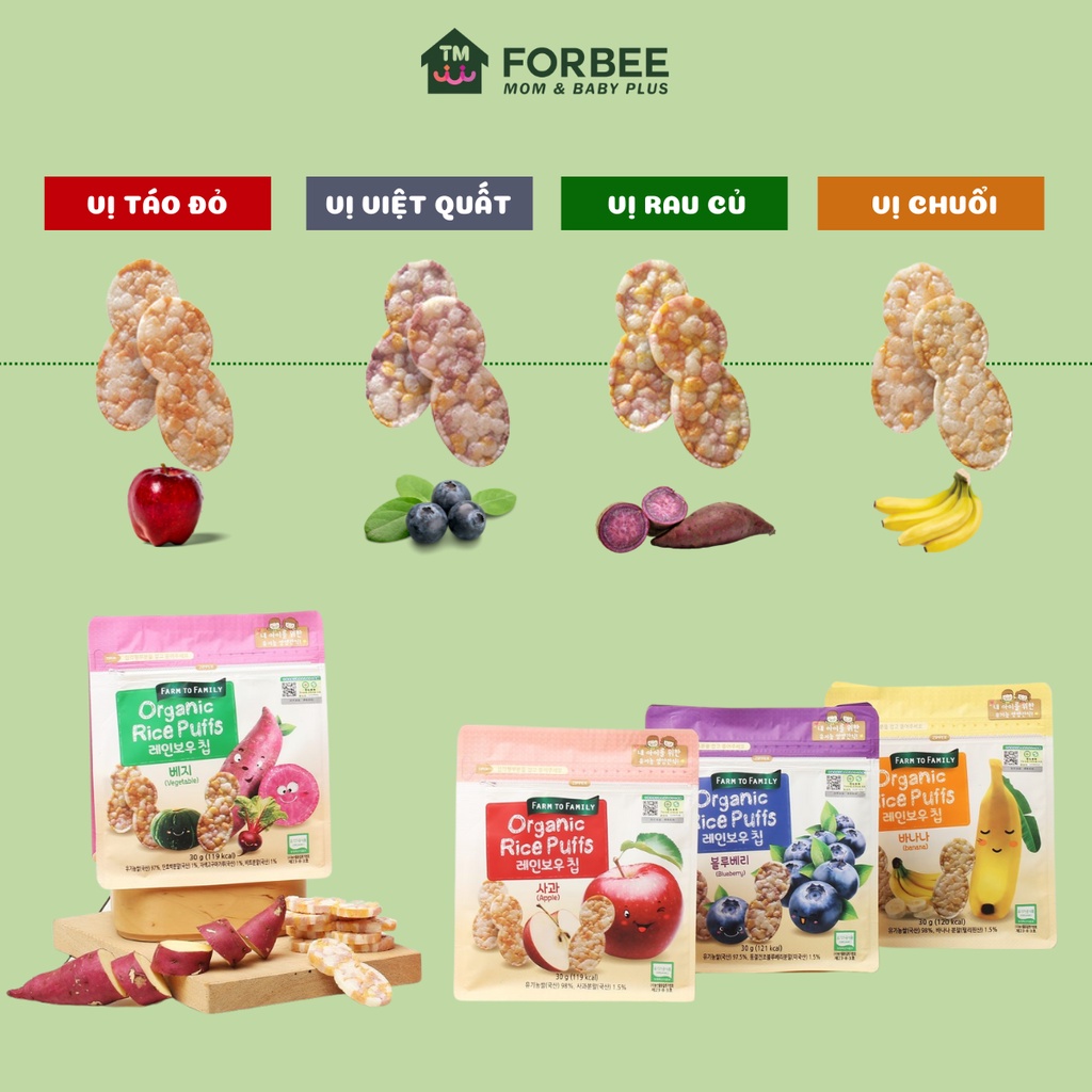 Bánh gạo SẦN Farm to Baby - Bánh gạo hữu cơ cho trẻ ăn dặm từ 6 tháng tuổi - FORBEE