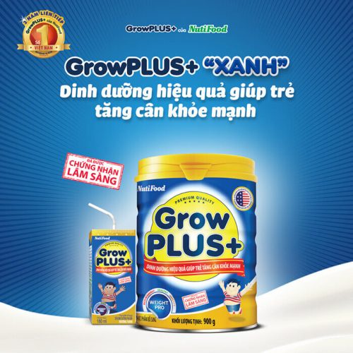 Sữa Bột Nutifood Grow plus Xanh Lon 900g- HSD 02/2025