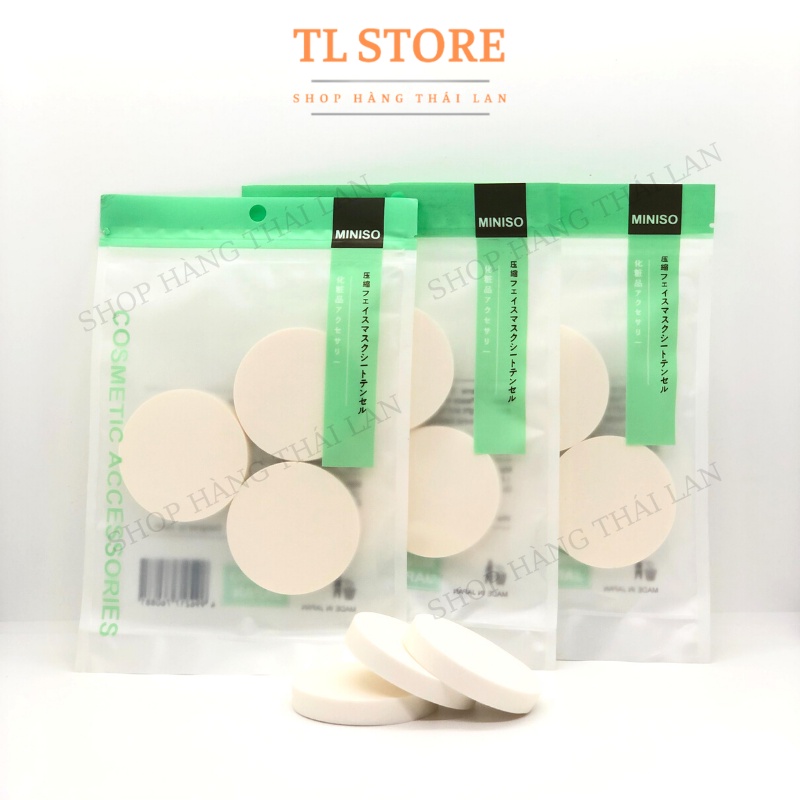 Sét 3 Miếng Mút Trang Điểm MINISO Siêu Mềm Siêu Dai Hình Tròn