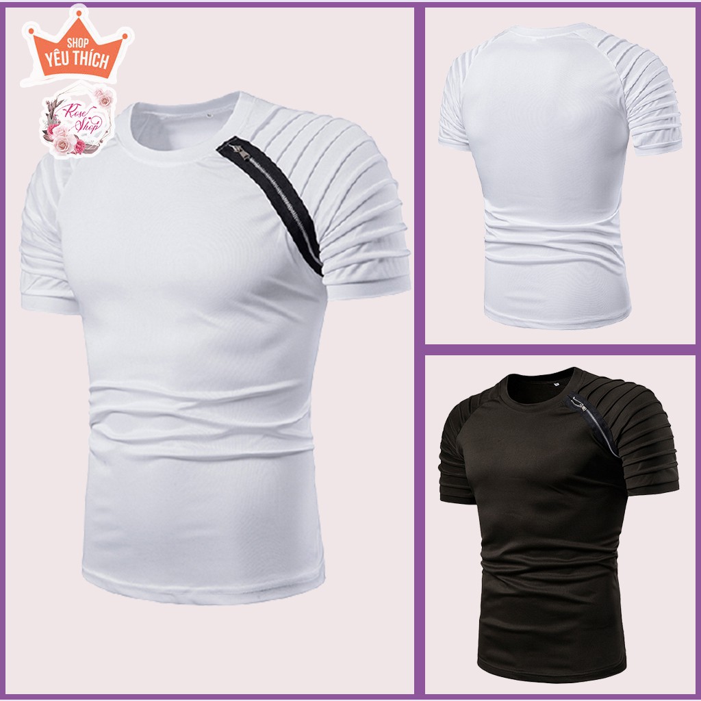 Áo phông, Áo phông nam có khóa tạo kiểu nam tính trẻ trung, ôm body nam tính, chắc chăn thu hút các nàng, h44