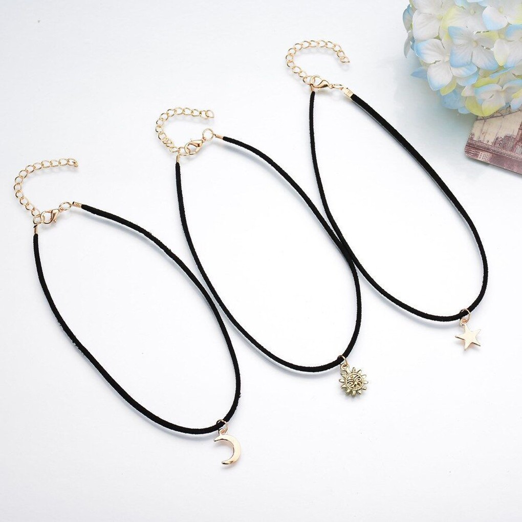 Set 3 choker hình mặt trời-mặt trăng-ngôi sao cá tính