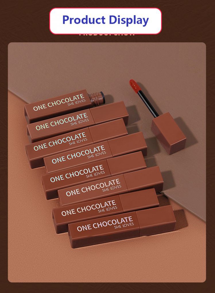 Chocolate Matte Lip Glaze Velvet Matte Son môi Son Kem Lì Chống Nước Lâu Phai Thiết Kế Vỏ Son Hình Thanh Socola Độc Đáo