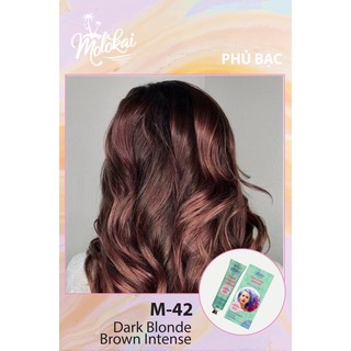 Kem nhuộm tóc phủ bạc MOLOKAI màu nâu hạt dẽ M-42 chiết suất từ thiên nhiên tặng kèm trợ oxy dưỡng 60ml