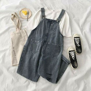 Quần Yếm Ống Suông Ulzzang ( ảnh thật cận chất )