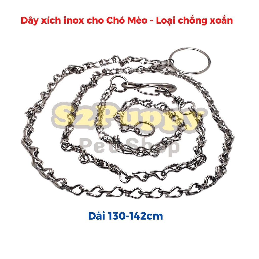 Dây xích inox cho Chó mèo không ghỉ chống xoắn - Xích chó mèo inox