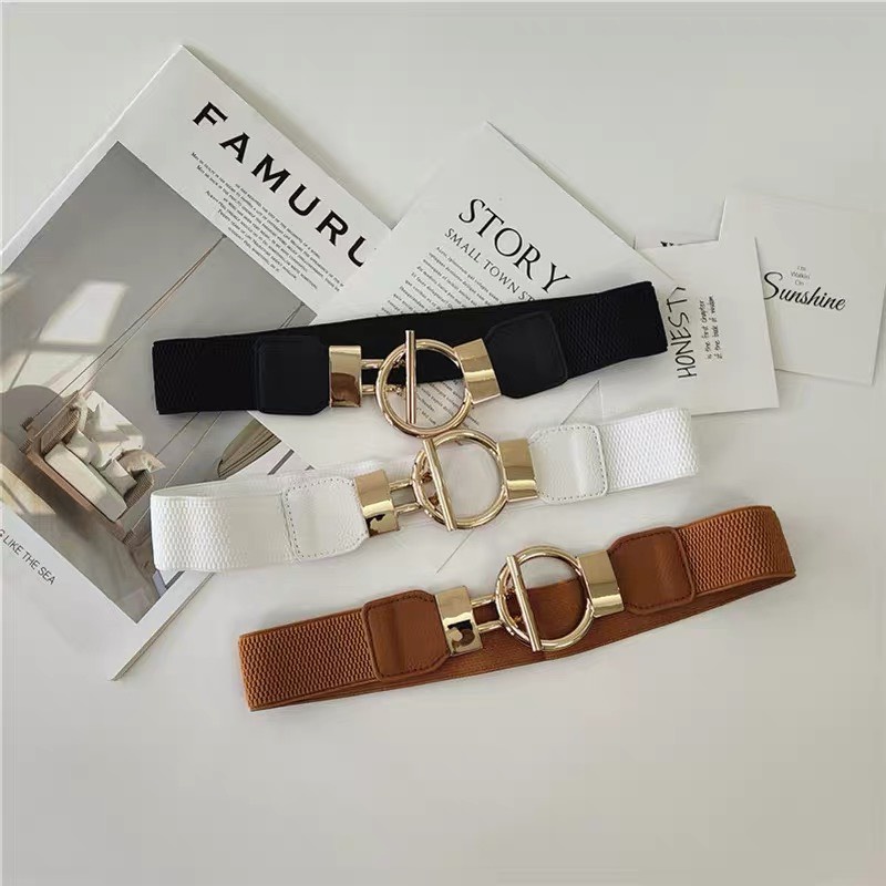 Đai váy KHÓA TRÒN co giãn chiều rộng 4cm Thắt lưng áo bản to Yams Closet