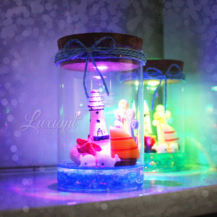 Quà tặng sinh nhật (CÓ GÓI QUÀ) - Lọ thủy tinh trang trí tiểu cảnh có đèn phát sáng | BigBuy360 - bigbuy360.vn