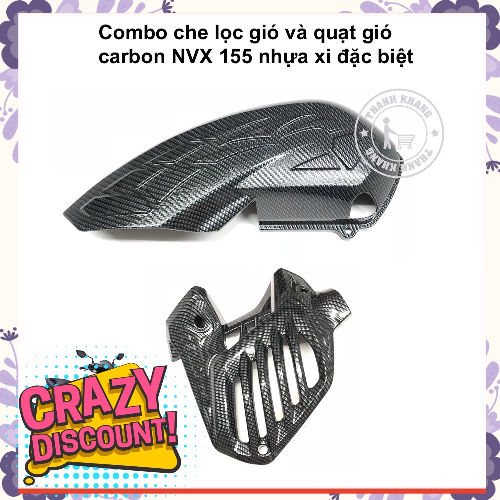 Combo che lọc gió và quạt gió carbon NVX 155 nhựa xi đặc biệt thanh khang 006001213 006001214