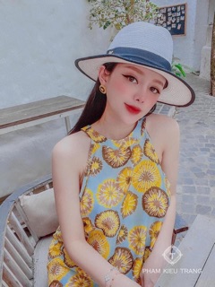 Đầm Thổ Cẩm Maxi Cổ Yếm