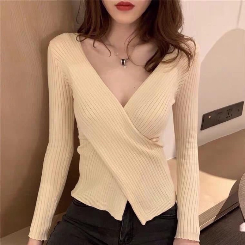 áo len mịn cổ V (đủ 4 màu sẵn)