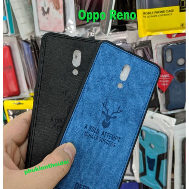 Ốp lưng Oppo Reno chống sốc vải mềm đầu hươu cao cấp