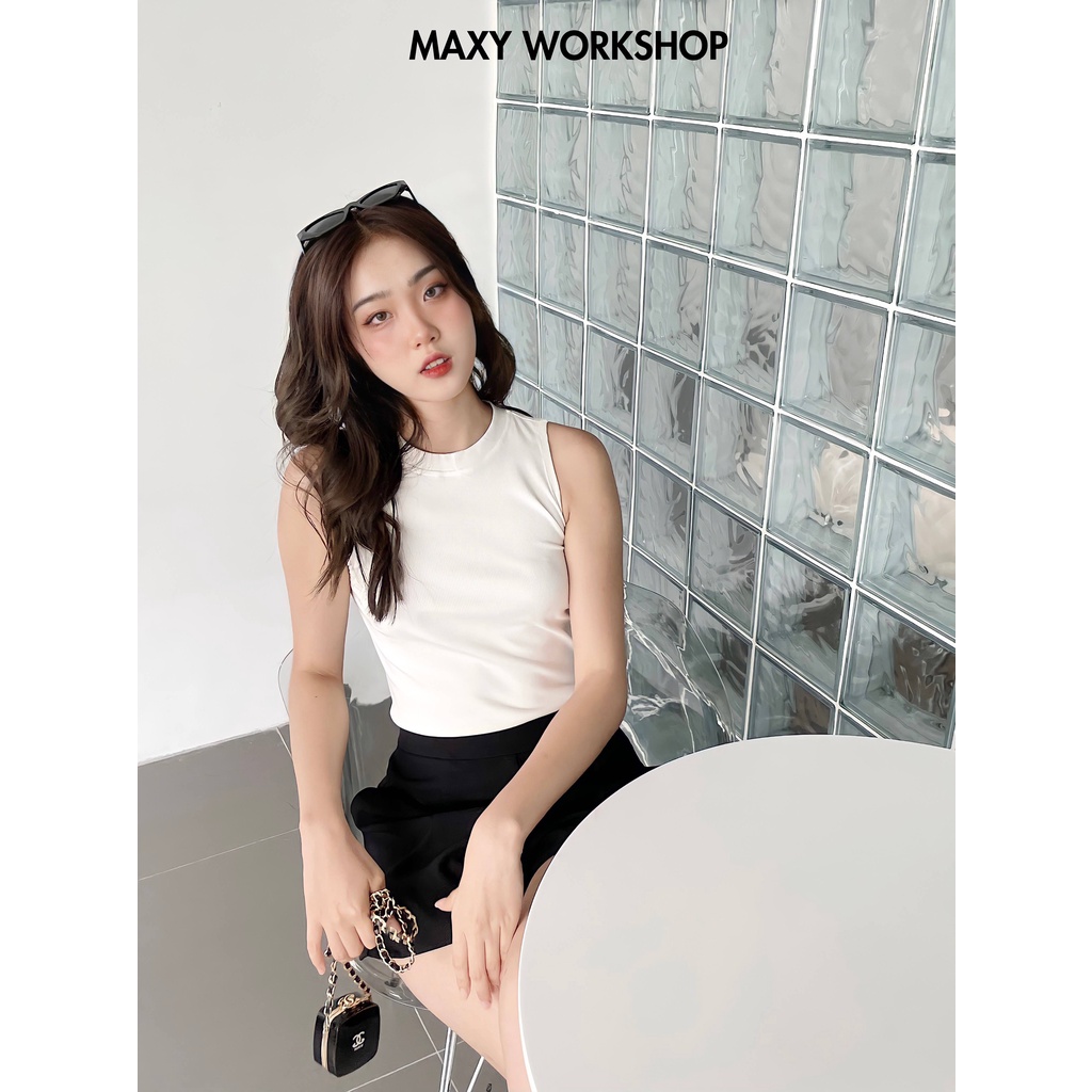 Áo thun nữ không tay sleeveless knitted tee Maxy Workshop