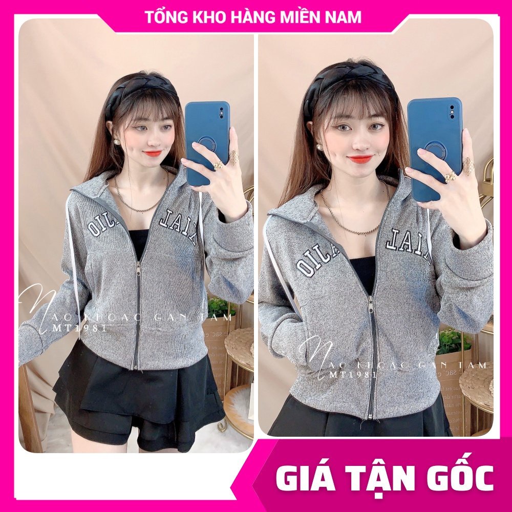 Áo khoác chống nắng nữ chất thun gân tăm mềm mát co giãn lên phom ôm dáng thêu chữ dễ thương MT1981 TP116