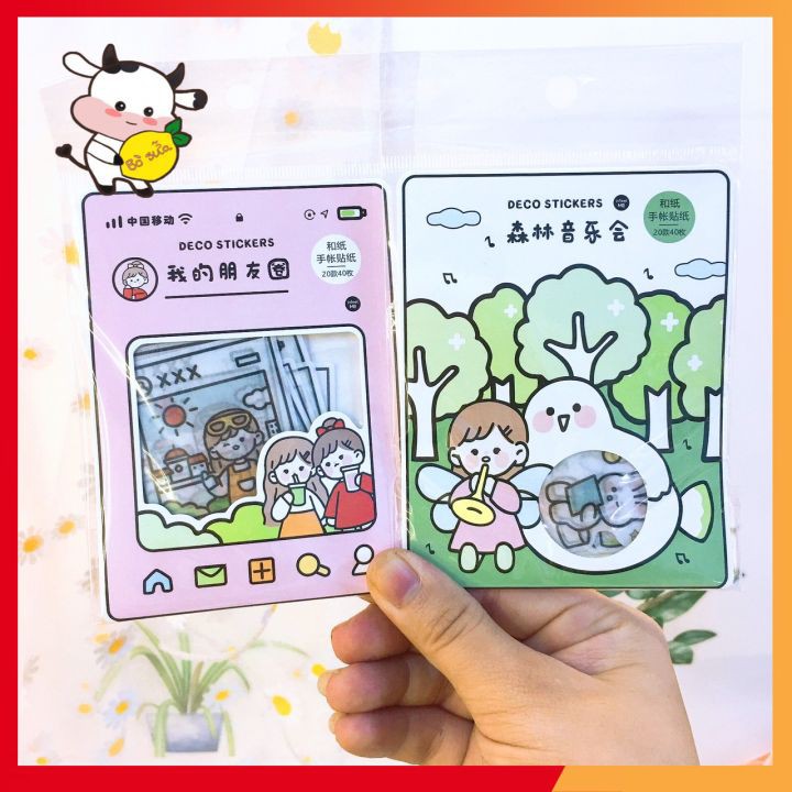 Sticker Cute Anime Dễ Thương 40 Miếng Stickers Dán Trang Trí Góc Học Tập Sổ Tay Mũ Bảo Hiểm Shop Có Washi Tape Chiết