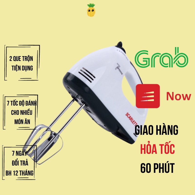 Máy Đánh Trứng Cầm Tay Đa Năng 7 Tốc Độ Scarlet 180W Đánh Trứng,Đánh Kem,Trộn Bột,Tạo Bọt Cà Phê Bảo Hành 12 Tháng