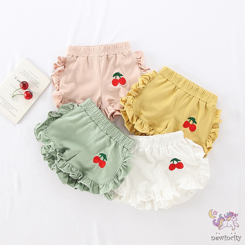 Quần short họa tiết anh đào phong cách Hàn Quốc mùa hè cho bé gái