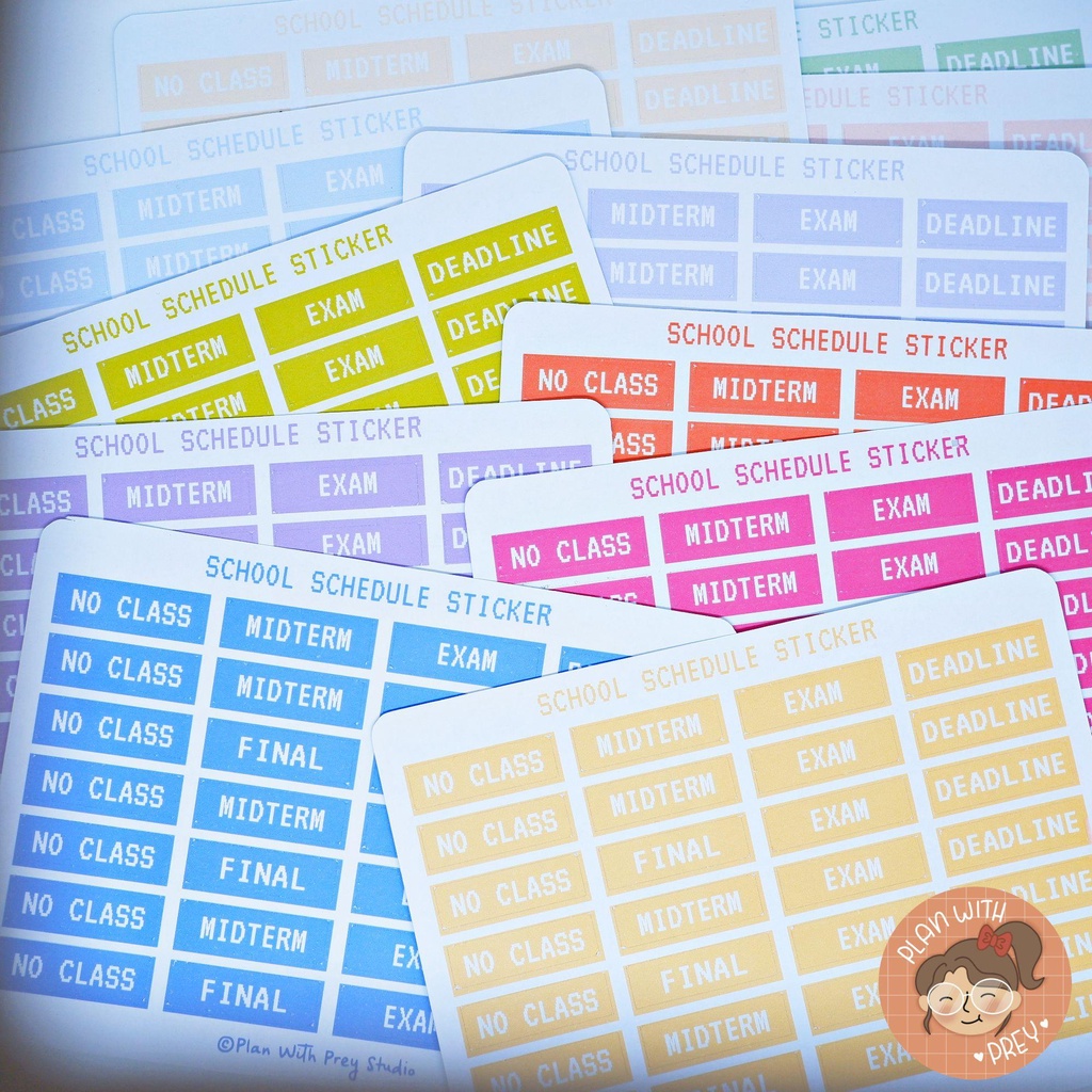 Sticker lịch trình cho học sinh, sinh viên | School Schedule Planner Sticker | Designed by Plan With Prey