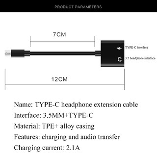 USB Type C Audio Adapter Type-C to 3.5mm Jack Earphone Audio Converter Cable