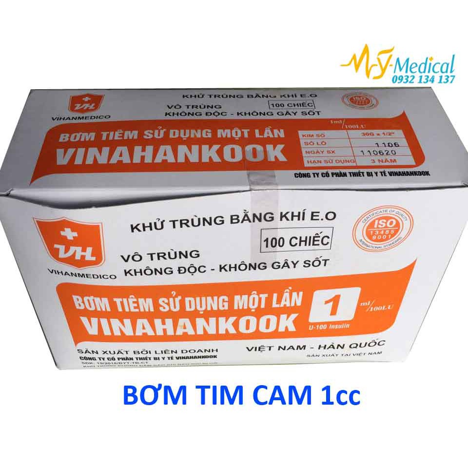 Bơm tiêm 1ml Vinahankook insulin (Bơm tiêm cam)