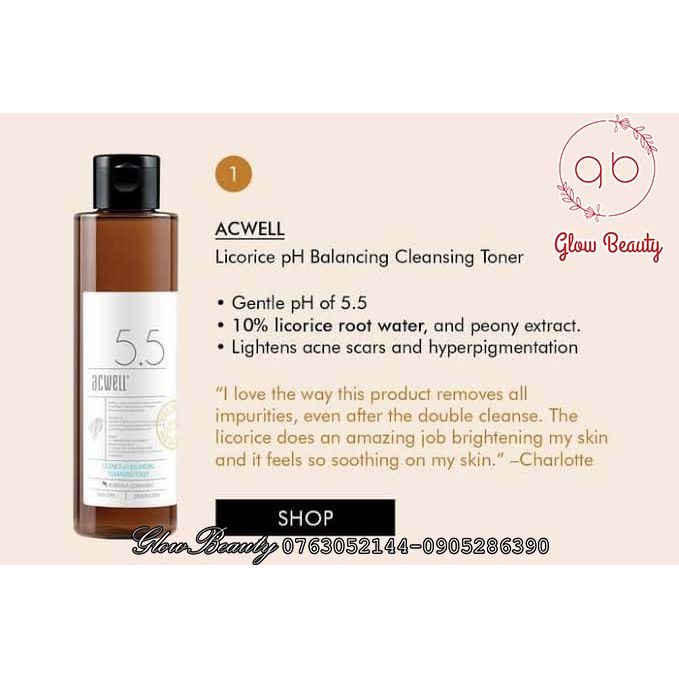 Nước hoa hồng cam thảo ACWELL LICORICE pH BALANCING CLEANSING TONER 150ml