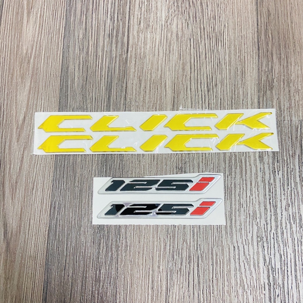 (MÀU VÀNG) COMBO TEM CHỮ CLICK VÀ SỐ 125i, 150i HÀNG BAO ĐẸP