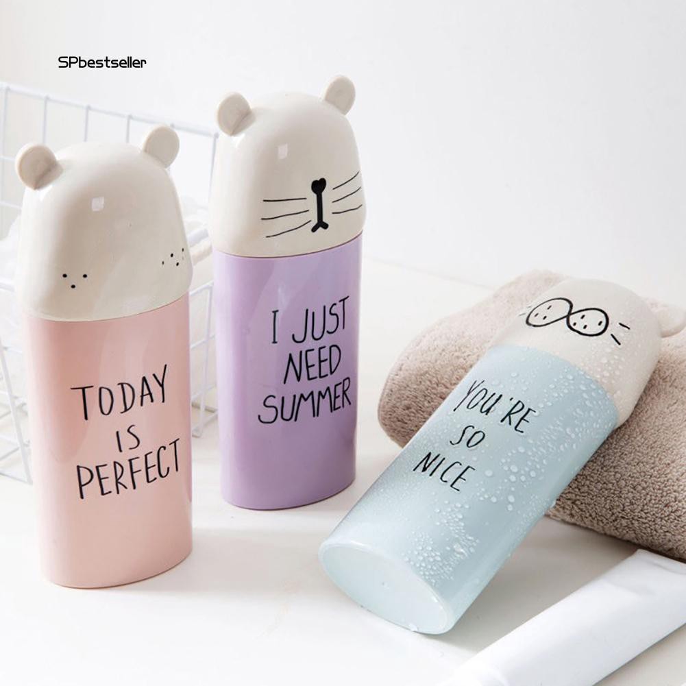 SPBS_Portable Travel Bathroom Cartoon Water Cup Mug Toothbrush Toothpaste Holder