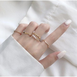 Set 5 nhẫn gợn sóng thời trang cá tính