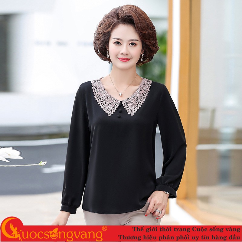 Áo trung niên nữ big size áo kiểu nữ phối ren GLA318 Cuocsongvang