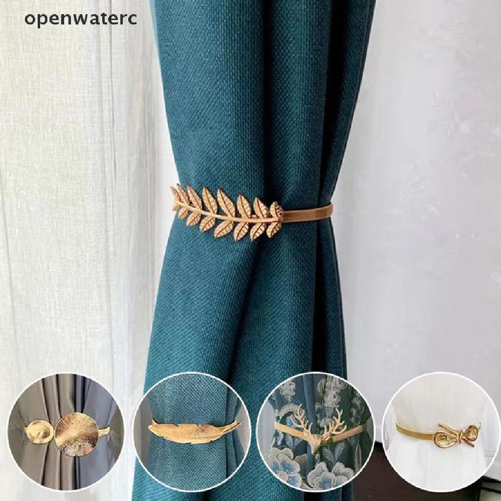 Dây Buộc Rèm Cửa Dạng Kẹp Bằng Kim Loại Họa Tiết Lá Nai Sáng Tạo Tiện Dụng Trang Trí Nhà Cửa vn