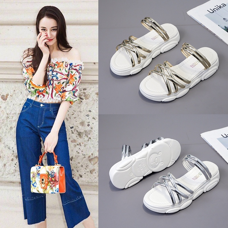 Xăng đan Đế Dày Mềm Quai Chéo Thiết Kế Thoải Mái Cho Nữ