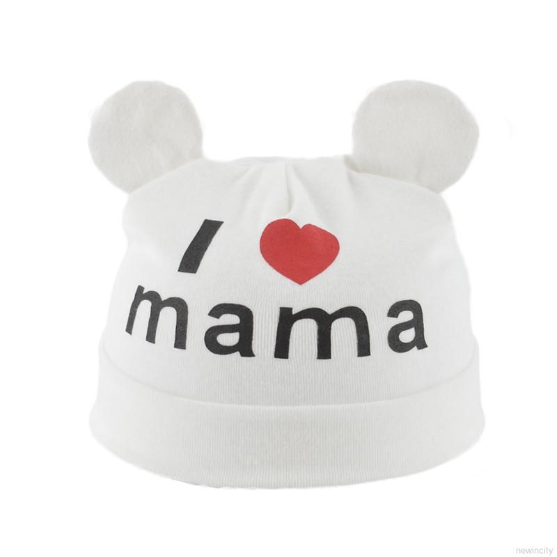 Nón trùm đầu in chữ I LOVE MAMA xinh xắn dành cho bé