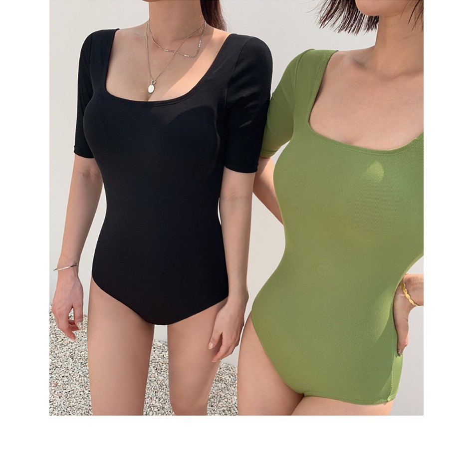 Bikini tắm biển một mảnh trơn màu, tay lỡ 2323 | BigBuy360 - bigbuy360.vn