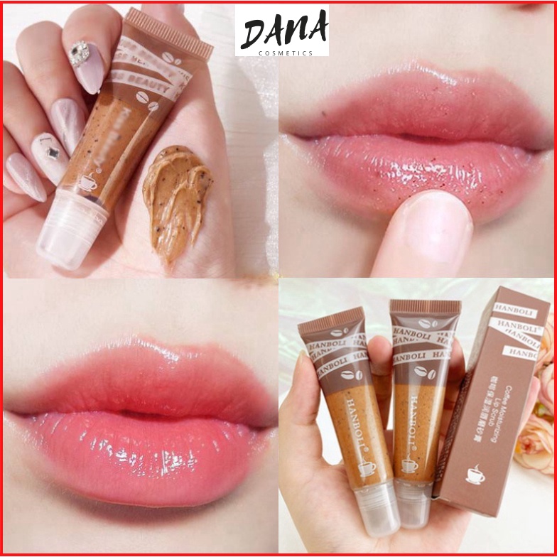 Tẩy tế bào chết môi HANBOLI chiết xuất bơ/đào/cà phê vitamin E dưỡng ẩm xóa mờ nếp nhăn MM DANA