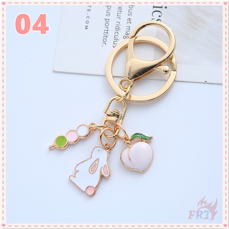Móc khóa trang trí túi xác hình thỏ hoa đào 5 kiểu tùy chọn dễ thương