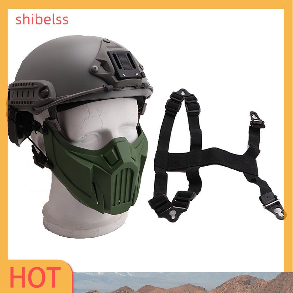 （ʚshibelss）TPR Half Face Mask Outdoor Protective Paintball Airsoft Cosplay Helmet Mask