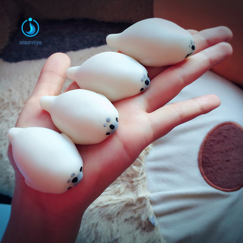 Đồ chơi nắn bóp đàn hồi giảm stress hình hải cẩu màu trắng dễ thương