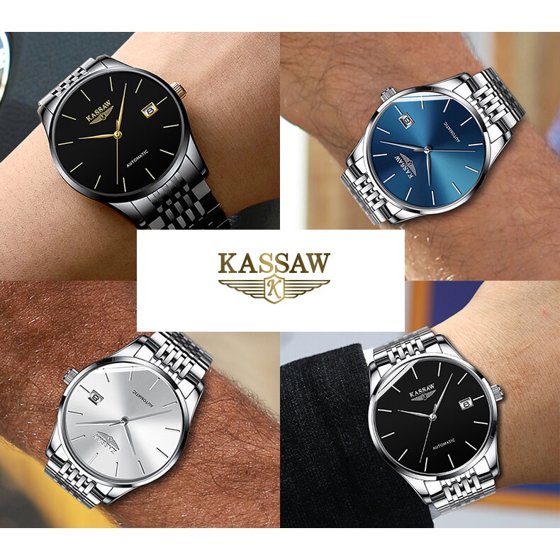 Đồng hồ nam chính hãng KASSAW K856-5 Kính sapphire ,chống xước,Chống nước ,BH 24 tháng,Máy cơ (Automatic) ,dây kim loại