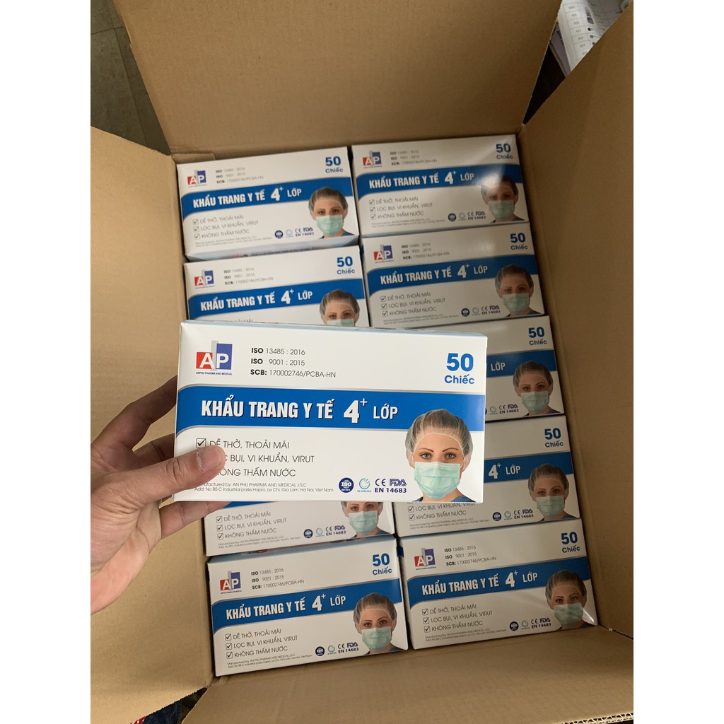 Khẩu Trang Y Tế 4 Lớp Có LOGO,Hộp 50 Chiếc Kháng Khuẩn,Lọc Khói Bụi Độc Hại , hàng nhà máy bán trực tiếp . | BigBuy360 - bigbuy360.vn