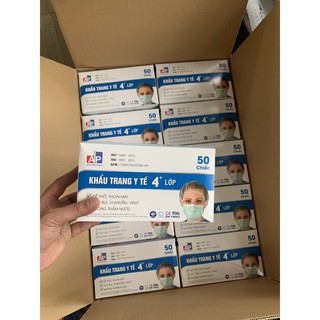 Khẩu Trang Y Tế 4 Lớp Có LOGO,Hộp 50 Chiếc Kháng Khuẩn,Lọc Khói Bụi Độc Hại , hàng nhà máy bán trực tiếp .