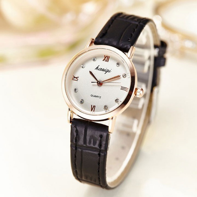 ĐỒNG HỒ NỮ DÂY DA KASIQI MẶT TRÒN ĐÍNH ĐÁ SIÊU ĐẸP | BigBuy360 - bigbuy360.vn