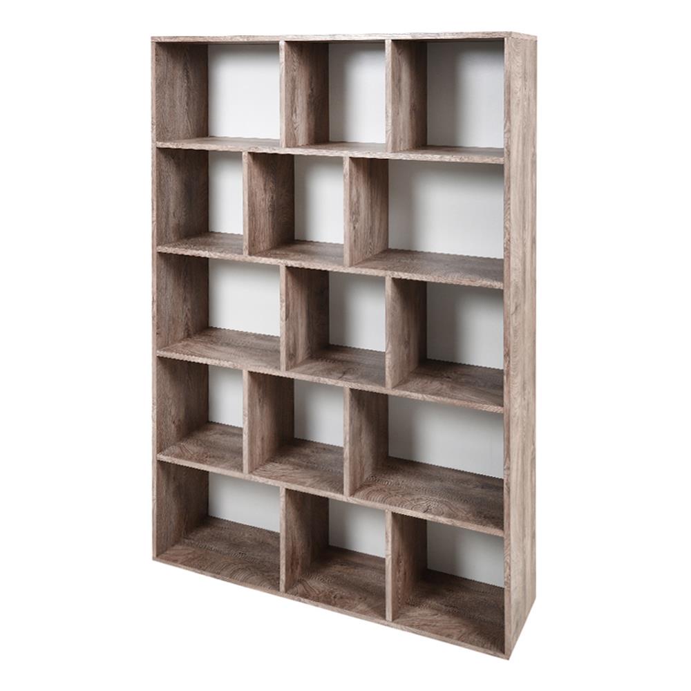 HomeBase FURDINI Bộ kệ bằng gỗ ép có 15 ngăn chứa đồ W120xH180xD30cm màu gỗ óc chó