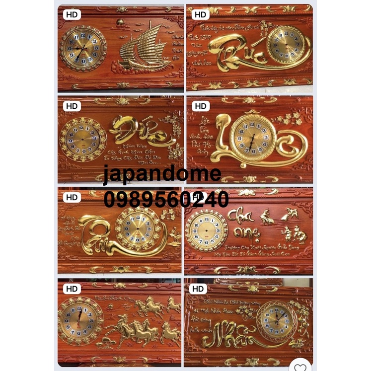 Tranh Đồng Hồ Gỗ Hương Đỏ Nam Phi Giá Xưởng - Điêu khắc nguyên tấm thư pháp câu đối Cha Mẹ, Tâm, Phúc, Đức, Tài Lộc
