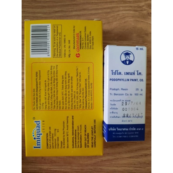 combo podophyllin 25% Thái Lan + lmiquad chuyên xử lý sùi mào gà và mụn cóc.