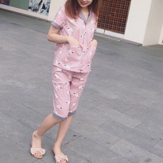 Bộ Pijama thô lụa vnxk kèm video ảnh thật